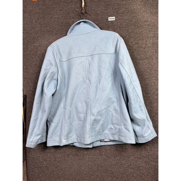 VTG GAP Robin Egg Wool Front Zip Toggle Pea Coat Jacket Size XL Blue - Picture 2 of 9